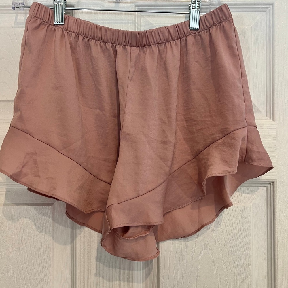Nordstrom Shorts Polyester Satin Ruffle Hem Dusty Rose Romantic S Balletcore